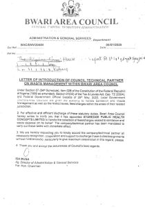 Bwari Waste Letter of Introduction