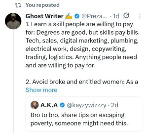 X post from Ghost Writer